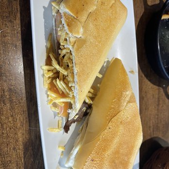 Islas Canarias Restaurant - An OK pan con bistec - but lettuce, tomato, and maybe onion would have been appreciated - Cuban Near Me - Miami, Florida