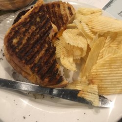 Susies Bake Shoppe and Restaurant - Burnt panini aka pesto "crusted" grilled cheese
