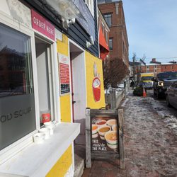 The Soupery - Ordering window on winter's afternoon