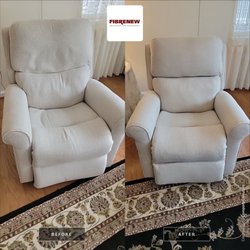 Fibrenew Hampton Roads - Peninsula - Core and foam replacement done on back, bottom and leg rest on reclining arm chair