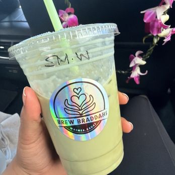 Brew Braddahs - Aloha Matcha with strawberry syrup - Coffee & Tea Near Me - Waimea, Hawaii