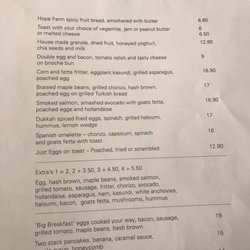 Saltbush Restaurant & Cafe - Breakfast menu