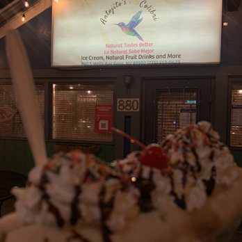 Antojitos Colibri - The front of the shop, Banana Split in the foreground. - Juice Bars & Smoothies Near Me - Reno, Nevada