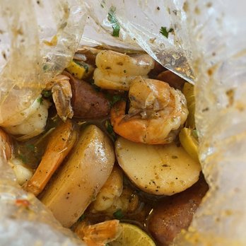 Mr Crab Seafood Boils - Large shrimp, sausage and potatoes in Diablo sauce and cilantro lime. - Seafood Near Me - Sparks, Nevada Mr Crab Seafood Boils - Large shrimp, sausage and potatoes in Diablo sauce and cilantro lime. - Seafood Near Me - Sparks, Nevada