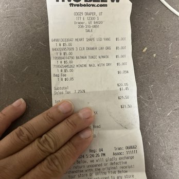 Five Below - Bag fee and wasn't considerate of my concerns - Discount Store Near Me - Schaumburg, Illinois