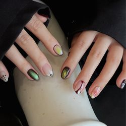 Gel overlay with design . Please call or text us at 626 -316 -9903 for an appointment. Check us on Instagram: Nailclub20