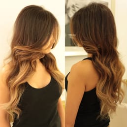 caramel blonde balayage by Andy. Extensions by Anush
