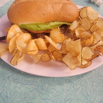 Peak City Diner - Rib eye sandwich with chips - Burgers Near Me - Apex, North Carolina