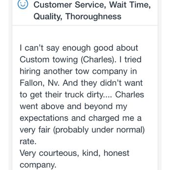 Custom Towing - Off-site review. - Towing Near Me - Fallon, Nevada Custom Towing - Off-site review. - Towing Near Me - Fallon, Nevada