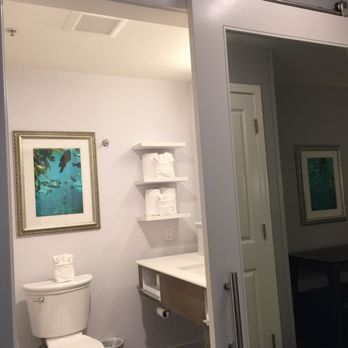 Hampton Inn Monterey - Cool rolling mirror door on bathroom - Hotels Near Me - Monterey, California Hampton Inn Monterey - Cool rolling mirror door on bathroom - Hotels Near Me - Monterey, California