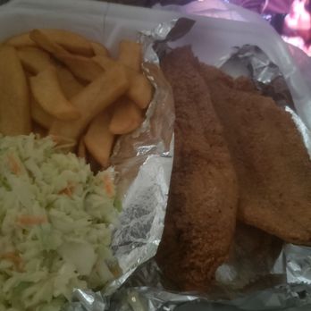 Tasty Chicken And Wings - Delicious well seasoned catfish, fries with some coleslaw. A definite winner! - Chicken Wings Near Me - Mesquite, Texas