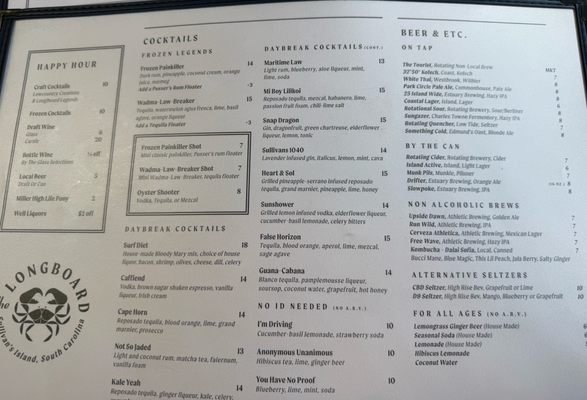 Menu photo 1 The Longboard Sullivan's Island, SC