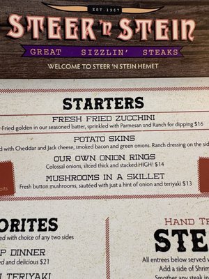 Menu photo 1 Steer N Stein Hemet, CA Menu photo 1 Steer N Stein Hemet, CA
