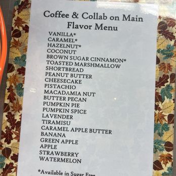Coffee & Collab On Main - Drink flavor menu - Coffee & Tea Near Me - Falls Creek, Pennsylvania Coffee & Collab On Main - Drink flavor menu - Coffee & Tea Near Me - Falls Creek, Pennsylvania