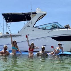 Party On Yacht Charters - The splash island lily pad is so much fun!