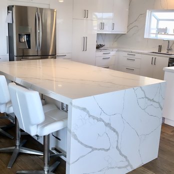 Master Granite and Marble - Waterfall island and countertops installed throughout. We are very happy with their work! - Building Supplies Near Me - Anaheim, California