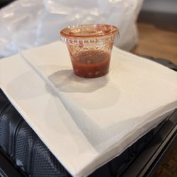 El Viejon Seafood - I got this one, not even halfway filled, red salsa to go with my burrito order.