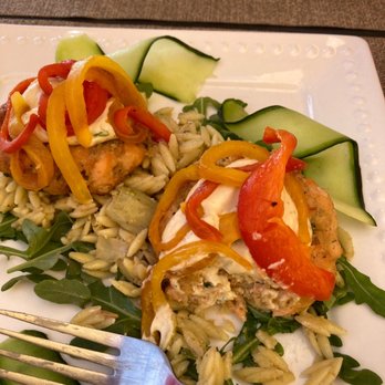 Marti's Bistro - Salmon cake over Orzo and artichokes. - Cafes Near Me - Green Valley, Arizona Marti's Bistro - Salmon cake over Orzo and artichokes. - Cafes Near Me - Green Valley, Arizona