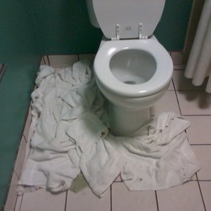 Photo of Travelodge Anaheim / Buena Park - Anaheim, CA, United States. The leaking/pouring toilet. So romantic...