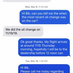 My text with Bik trying to confirm