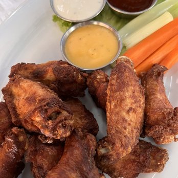 Blue Pine Grill - Bone in Chicken Wings with 3 amazing House-made dipping sauces - Bars Near Me - Gresham, Oregon