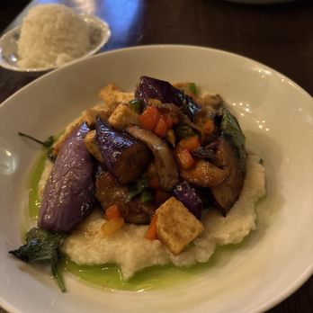 NaKorn - Eggplant dish on cauliflower puree - Thai Near Me - Evanston, Illinois