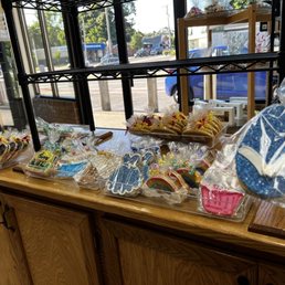 a display of cookies and pastries a display of cookies and pastries