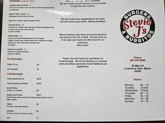 Menu photo 2 Stevie Js Livermore Falls, ME Menu photo 2 Stevie Js Livermore Falls, ME