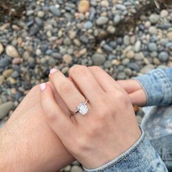 Mark's Diamonds - Elongated cushion (1.2 ratio) solitaire with a hidden halo/under halo
