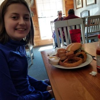 108 Ale House - The bacon mushroom swiss burger with onion rings. - Bars Near Me - Rincon, Georgia