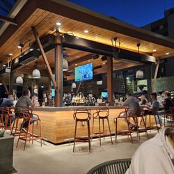 E.D.B - The square large bar with tvs on every side so I was able to see a love NFL game !!! Loved it!!