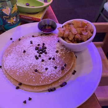 Hash Kitchen - Kids Chocolate chip pancakes - Bigger than my daughters head - Breakfast & Brunch Near Me - Scottsdale, Arizona Hash Kitchen - Kids Chocolate chip pancakes - Bigger than my daughters head - Breakfast & Brunch Near Me - Scottsdale, Arizona