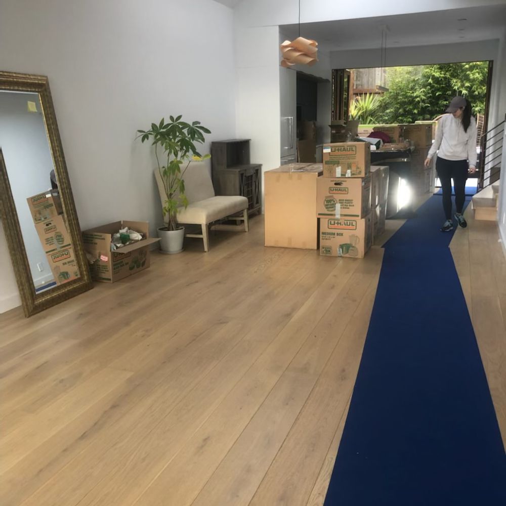 Rolled out a rug to avoid damaging our floors