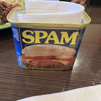 Kimo's Hawaiian BBQ - Spam (it's everywhere on the islands) can napkin holder - Barbeque Near Me - Albuquerque, New Mexico Kimo's Hawaiian BBQ - Spam (it's everywhere on the islands) can napkin holder - Barbeque Near Me - Albuquerque, New Mexico