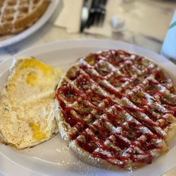 Wafflez N Creamz - Fruity pebbles with strawberry drizzle.