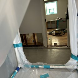 Reliance Construction - During and after - new drywall and paint looks good as new!