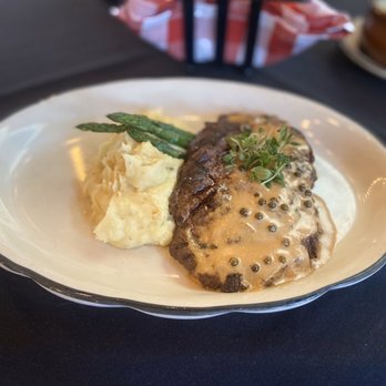 Moonshine Grill - Prime rib with mashed potatoes and asparagus - Southern Near Me - Austin, Texas