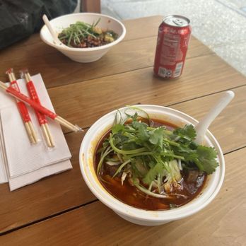 Very Fresh Noodles - Spicy La Mei Taiwanese Beef Noodle Soup and Very Spicy Pork Dan Dan - Taiwanese Near Me - New York, New York