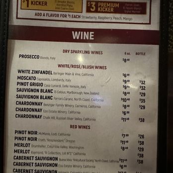 Aspen Creek Grill - Wine Menu - Seafood Near Me - Irving, Texas