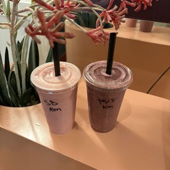Juice Bar - Strawberry Banana & Pb&J both with almond milk - Juice Bars & Smoothies Near Me - Las Vegas, Nevada Juice Bar - Strawberry Banana & Pb&J both with almond milk - Juice Bars & Smoothies Near Me - Las Vegas, Nevada