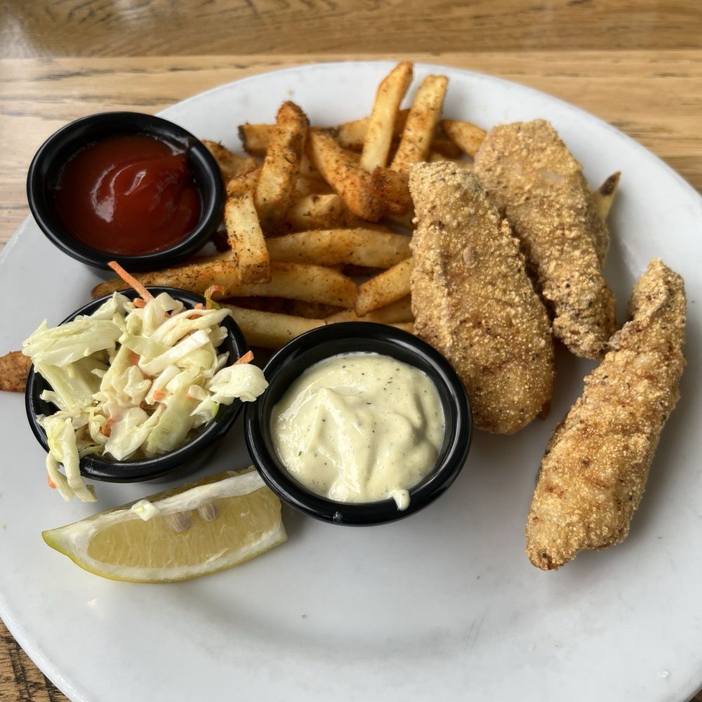 GF fish and chips with Cajun fries.