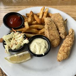 GF fish and chips with Cajun fries. GF fish and chips with Cajun fries.