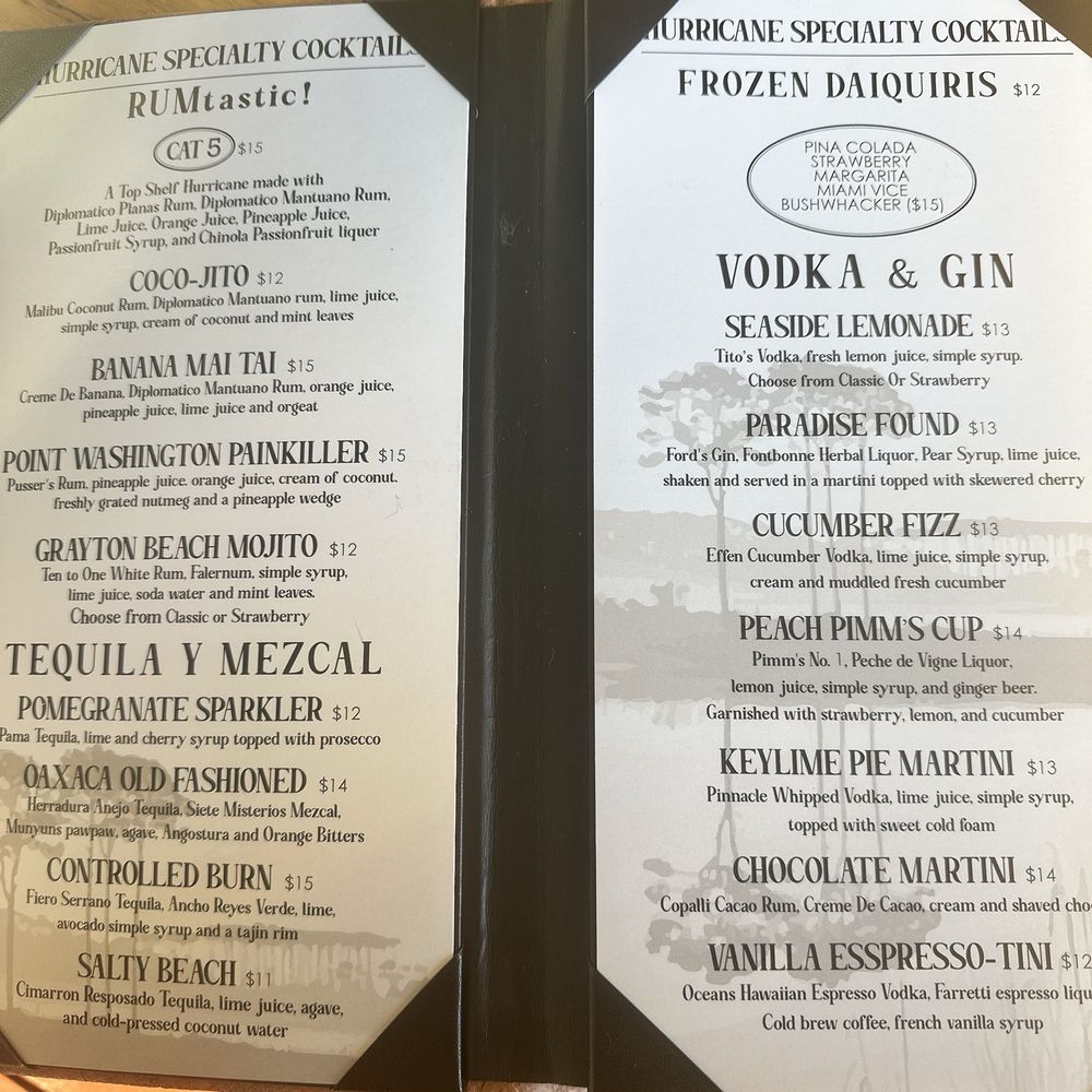 Hurricane Oyster Bar - Drinks - Seafood Near Me - Grayton Beach, Florida Hurricane Oyster Bar - Drinks - Seafood Near Me - Grayton Beach, Florida