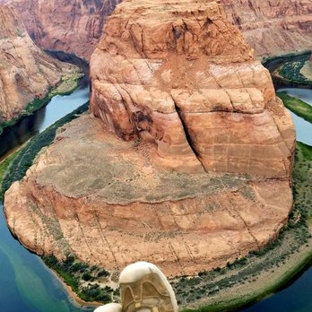 Horseshoe Bend - View of Horseshoe Bend Canyon and my dusty hiking boots :) - Hiking Near Me - Page, Arizona