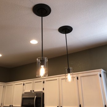 Steele Electric - Completed Project - installation of 2 pendant lights above kitchen sink + dimmable Switch - Electricians Near Me