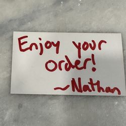 Seltzer's Smokehouse Meats - Note enclosed in my package. Thanks Nathan! It made it all the way to Hawaii with no issues.