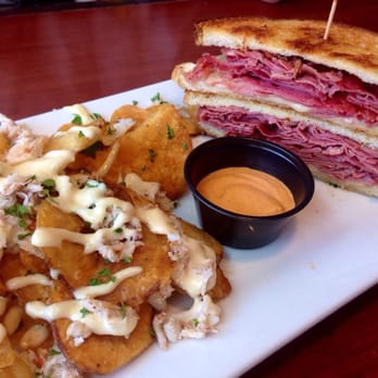 Clear Sky Cafe - Grilled Corned Beef Sandwich with Chesapeake Bay Chips (real blue crab meat) - New American Near Me - Clearwater, Florida Clear Sky Cafe - Grilled Corned Beef Sandwich with Chesapeake Bay Chips (real blue crab meat) - New American Near Me - Clearwater, Florida