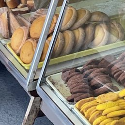 a variety of pastries on display