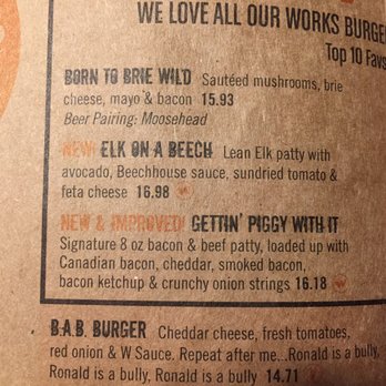 The Works - a menu for a burger joint - Burgers Near Me - Kitchener, Ontario The Works - a menu for a burger joint - Burgers Near Me - Kitchener, Ontario