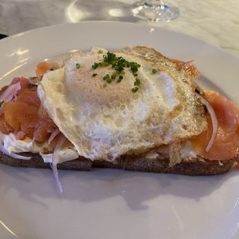 Café Riggs - Salmon toast with an over easy egg - Breakfast & Brunch Near Me - Washington, DC, District of Columbia Café Riggs - Salmon toast with an over easy egg - Breakfast & Brunch Near Me - Washington, DC, District of Columbia